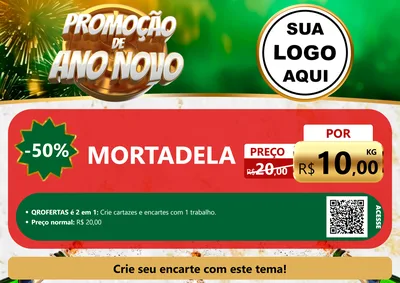 Modelo de Cartaz para Cartaz A4 Horizontal com o tema Promoção de Ano Novo para Frios e Laticínios
