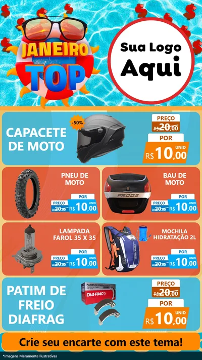 Modelo de TV para TV Vertical com o tema Janeiro Top para Moto peças