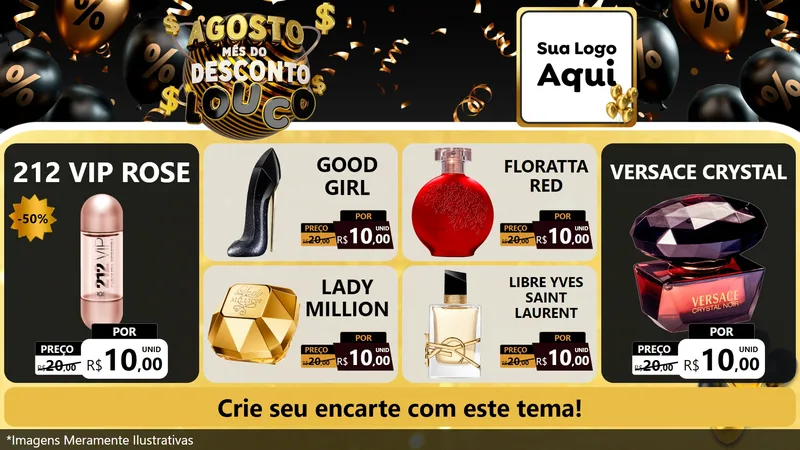 Modelo de TV para TV Horizontal com o tema Agosto Mês do Desconto Louco para Perfumes