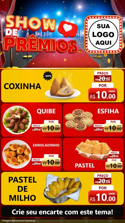 Modelo de TV para TV Vertical com o tema Show de Prêmios para Salgadaria