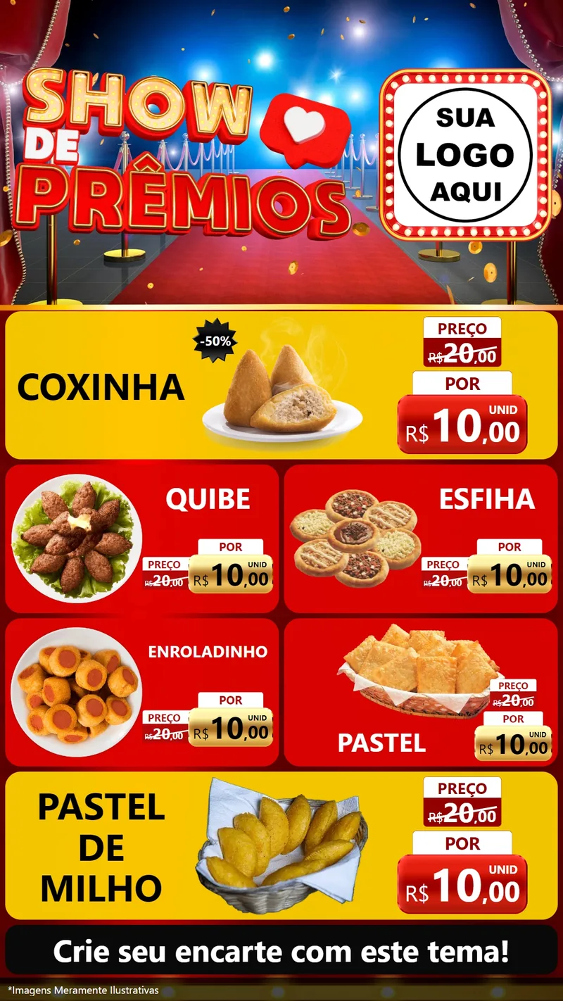 Modelo de TV para TV Vertical com o tema Show de Prêmios para Salgadaria