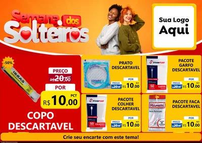 Modelo de Encarte para Encarte A4 Horizontal com o tema Semana dos Solteiros para Embalagens