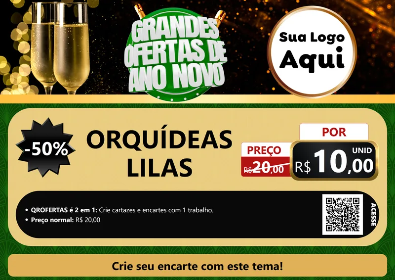 Modelo de Cartaz para Cartaz A4 Horizontal com o tema Grandes Ofertas de Ano Novo para Floricultura e jardim