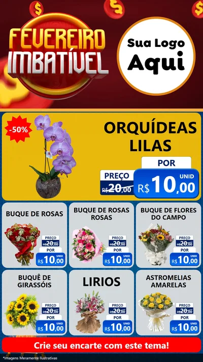 Modelo de Rede Social para Stories com o tema Fevereiro Imbatível para Floricultura e jardim