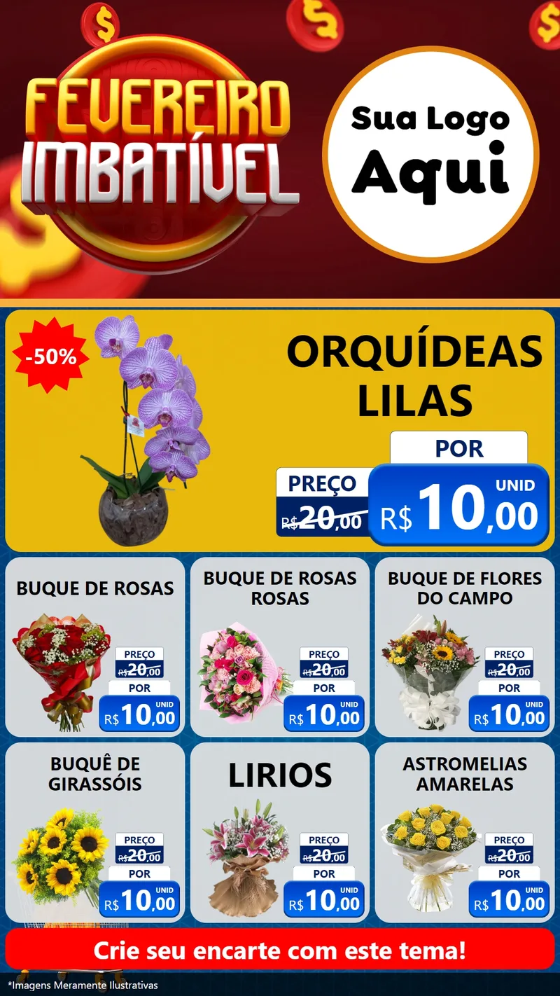 Modelo de Rede Social para Stories com o tema Fevereiro Imbatível para Floricultura e jardim