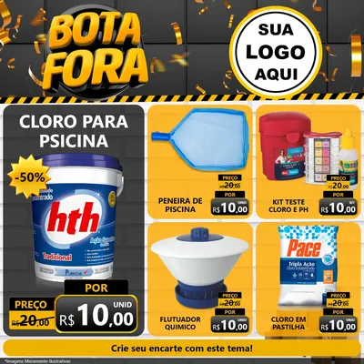Modelo de Rede Social para Feed Facebook com o tema Bota Fora para Produtos para Piscina