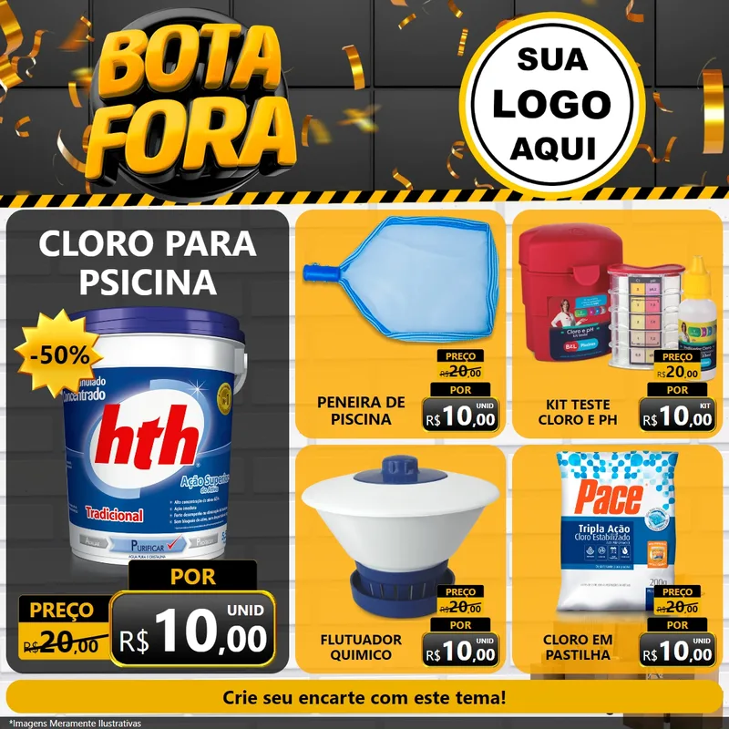 Modelo de Rede Social para Feed Facebook com o tema Bota Fora para Produtos para Piscina