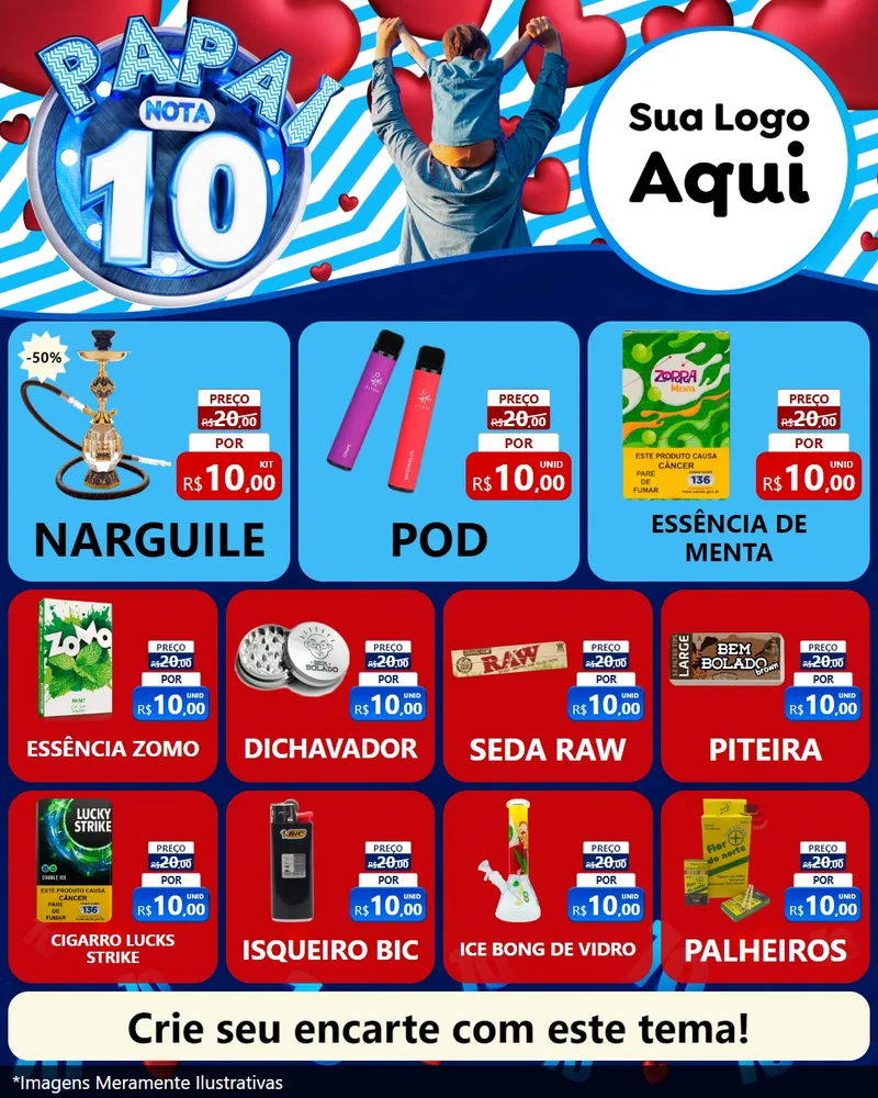 Modelo de Rede Social para Feed Instagram com o tema Papai Nota 10 para Tabacaria