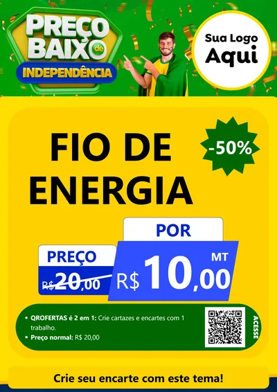 Modelo de Cartaz para Cartaz A4 Vertical com o tema Preço Baixo de Independência para Materiais Elétricos