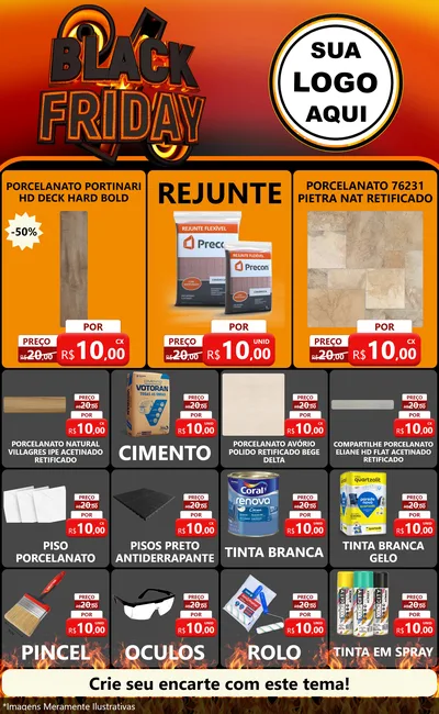 Modelo de Encarte para Encarte Grande com o tema Black Friday para Pisos e revestimentos