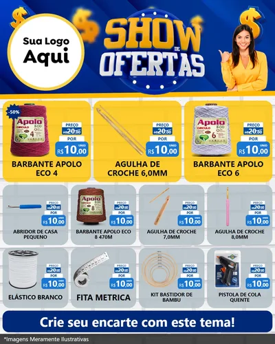 Modelo de Rede Social para Feed Instagram com o tema Show de Ofertas para Armarinho e Aviamentos
