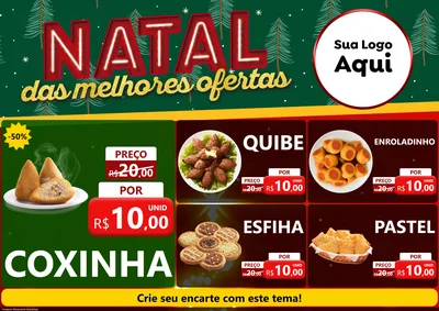 Modelo de Encarte para Encarte A4 Horizontal com o tema Natal das Melhores Ofertas para Salgadaria