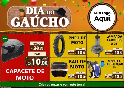 Modelo de Encarte para Encarte A4 Horizontal com o tema Dia do Gaúcho para Moto peças