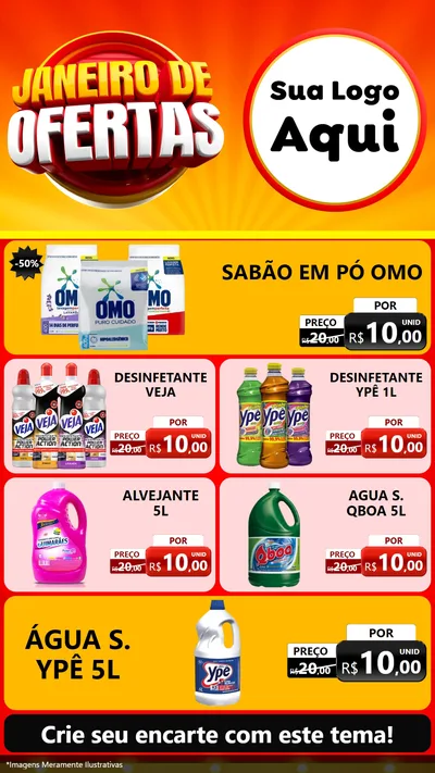 Modelo de TV para TV Vertical com o tema Janeiro de Ofertas para Produtos de Limpeza