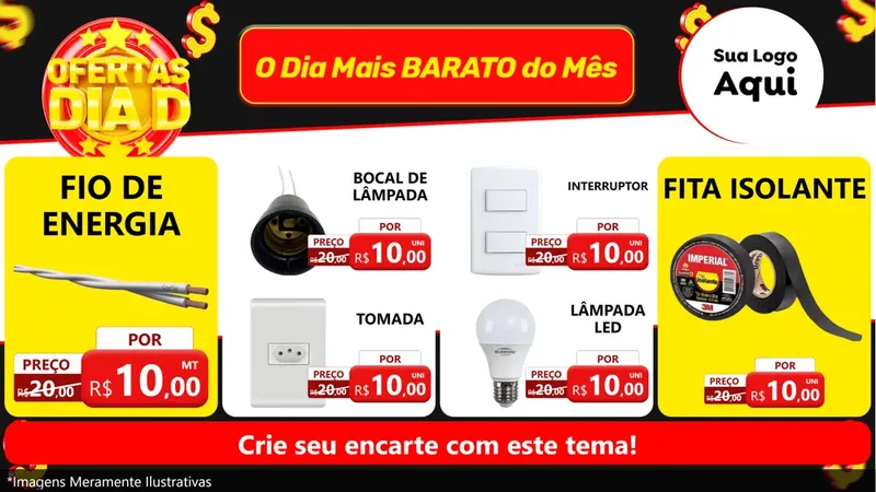 Modelo de TV para TV Horizontal com o tema Dia D para Materiais Elétricos