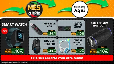Modelo de TV para TV Horizontal com o tema Mês do Cliente para Informática