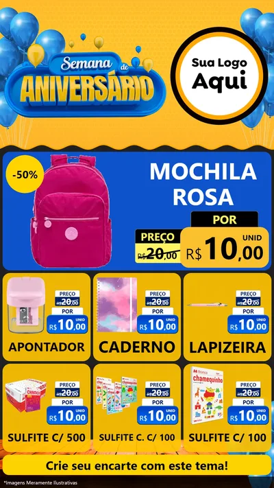 Modelo de Rede Social para Stories com o tema Semana de Aniversário para Papelaria