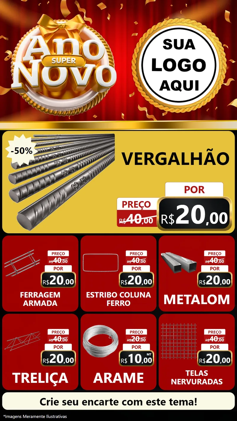 Modelo de Rede Social para Stories com o tema Super Ano Novo para Ferragens