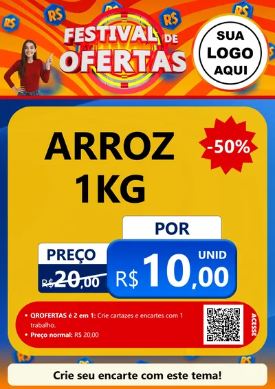 Modelo de Cartaz para Cartaz A4 Vertical com o tema Festival de Ofertas para Supermercado