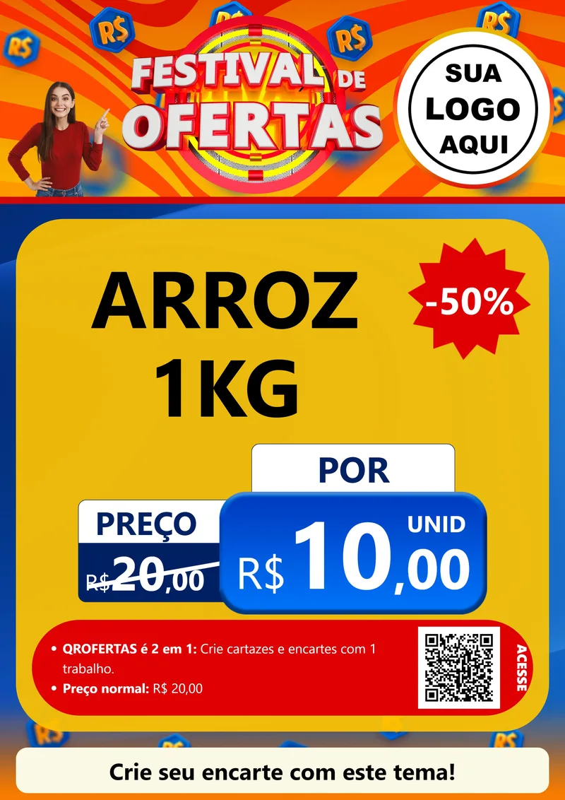 Modelo de Cartaz para Cartaz A4 Vertical com o tema Festival de Ofertas para Supermercado