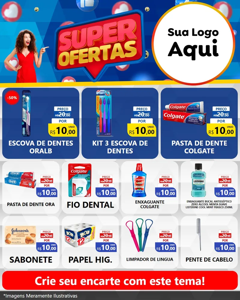 Modelo de Rede Social para Feed Instagram com o tema Super Ofertas para Higiene Pessoal