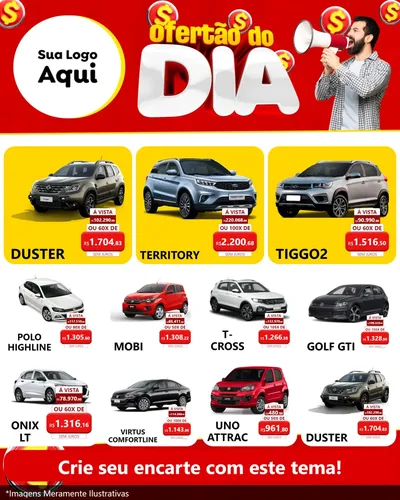 Modelo de Rede Social para Feed Instagram com o tema Ofertão do dia para Concessionaria de Carros