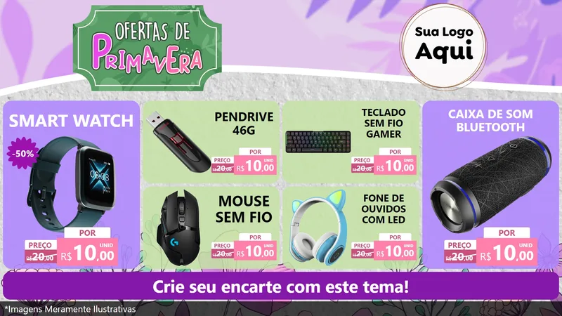 Modelo de TV para TV Horizontal com o tema Ofertas de Primavera para Informática
