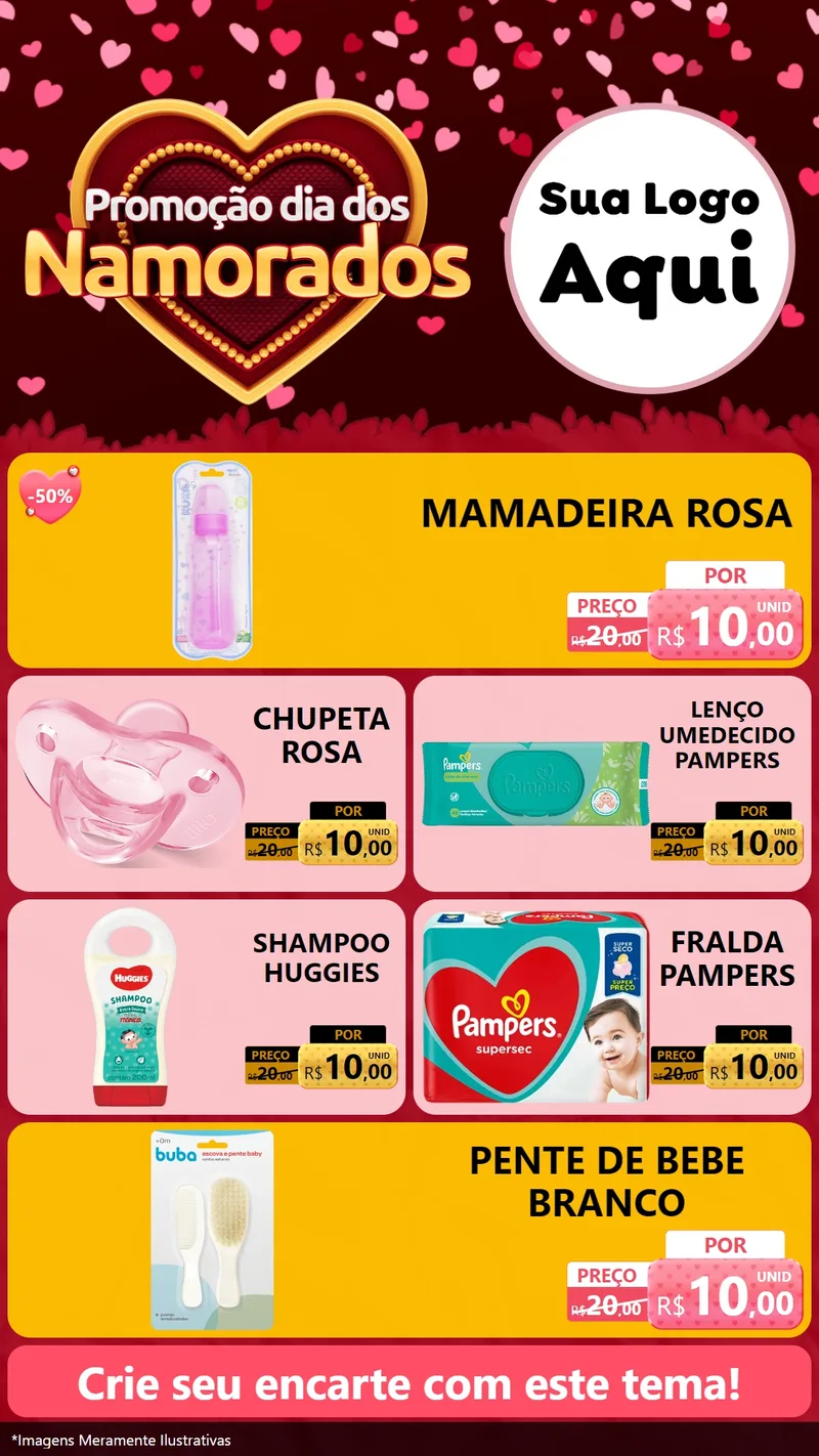 Modelo de TV para TV Vertical com o tema Promoção Dia Dos Namorados para Bebês