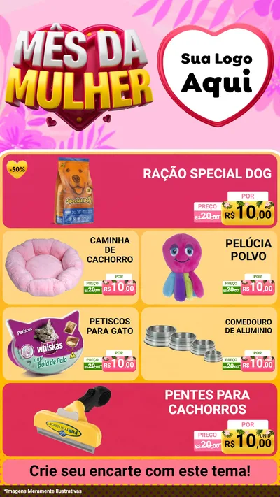 Modelo de TV para TV Vertical com o tema Mês da Mulher para Pet Shop