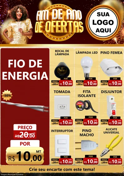 Modelo de Encarte para Encarte A4 Vertical com o tema Fim de Ano de Ofertas para Materiais Elétricos