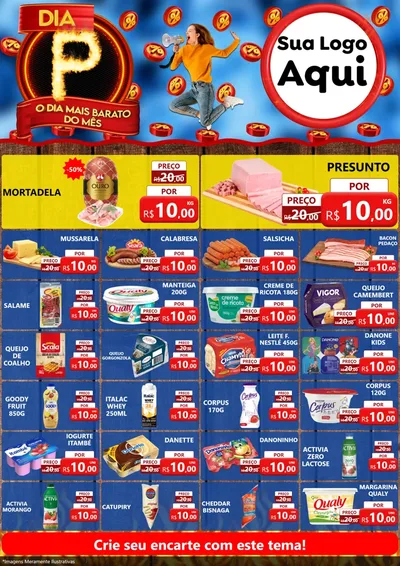 Modelo de Encarte para Encarte A4 Vertical com o tema Dia P - O Dia Mais Barato Do Mês para Frios e Laticínios