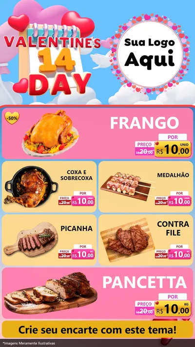 Modelo de TV para TV Vertical com o tema Valentine's Day para Assados