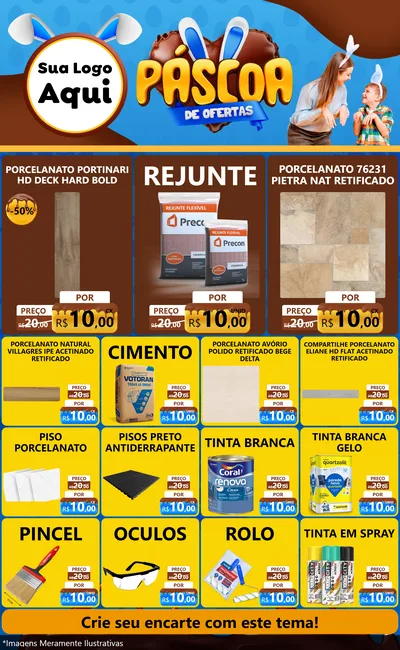 Modelo de Encarte para Encarte Grande com o tema Páscoa de Ofertas para Pisos e revestimentos