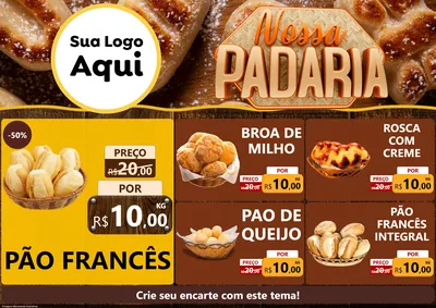 Modelo de Encarte para Encarte A4 Horizontal com o tema Nossa Padaria para Padaria