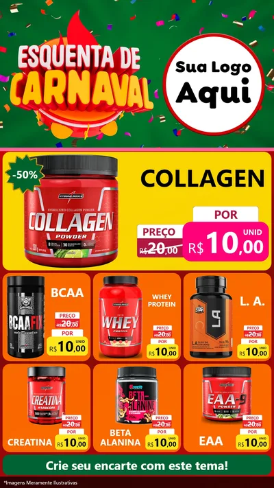 Modelo de Rede Social para Stories com o tema Esquenta de Carnaval para Suplementos alimentares