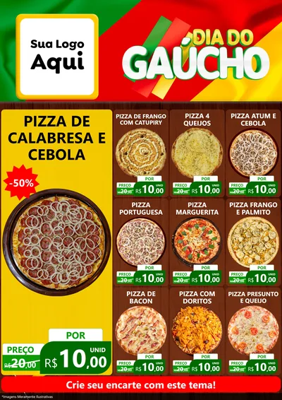 Modelo de Encarte para Encarte A4 Vertical com o tema Dia do Gaúcho para Pizzaria