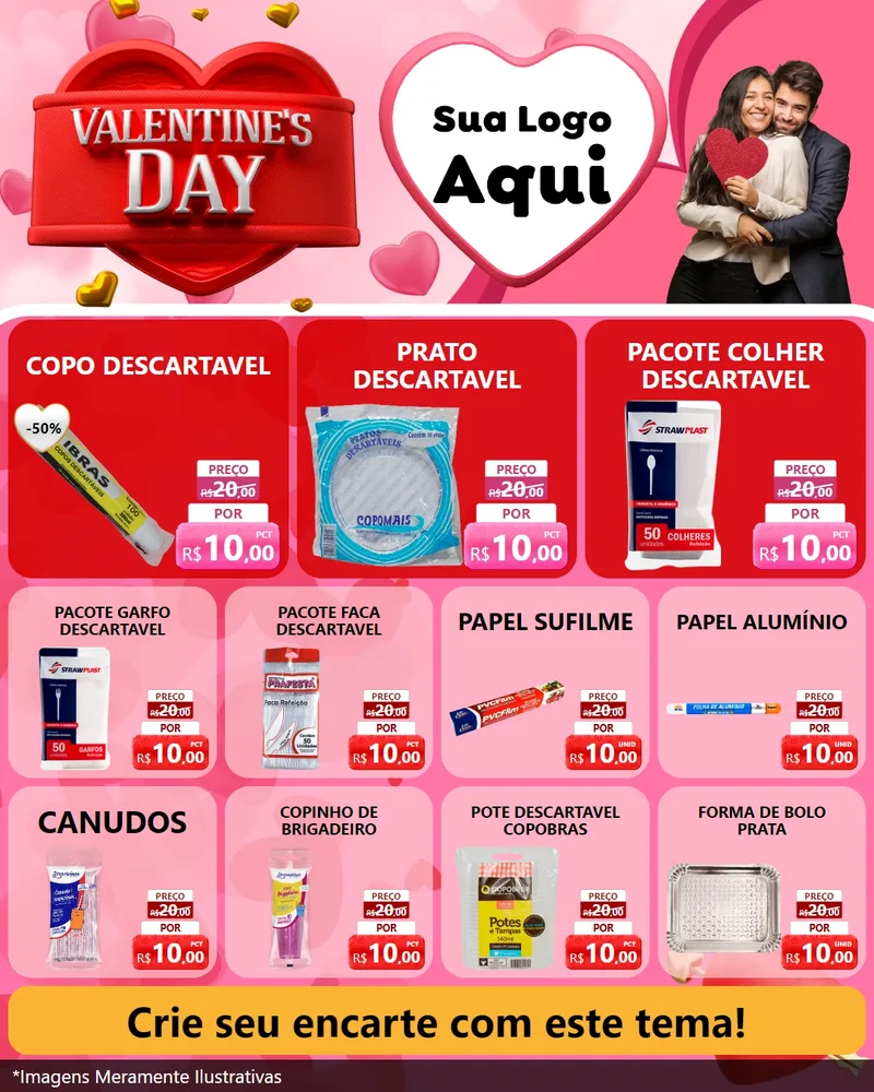 Modelo de Rede Social para Feed Instagram com o tema Valentine's Day para Embalagens
