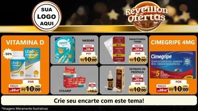 Modelo de TV para TV Horizontal com o tema Réveillon de Ofertas para Farmácia
