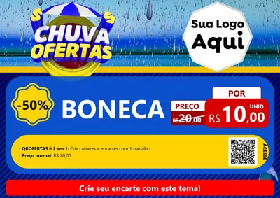 Modelo de Cartaz para Cartaz A4 Horizontal com o tema Chuva de Ofertas para Brinquedos