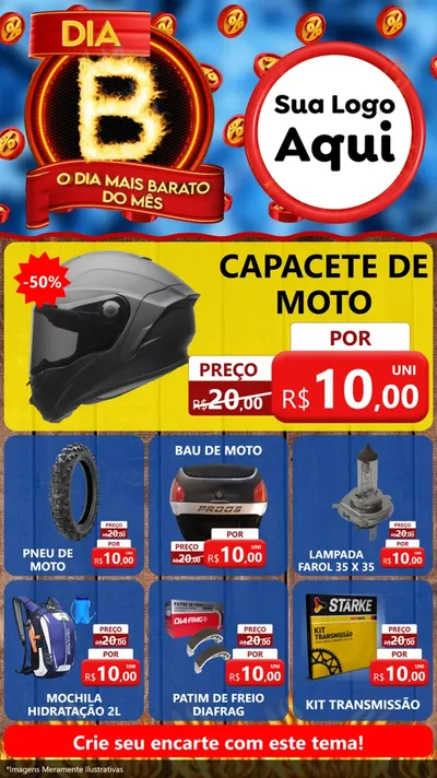 Modelo de Rede Social para Stories com o tema Dia B - O Dia Mais Barato Do Mês para Moto peças