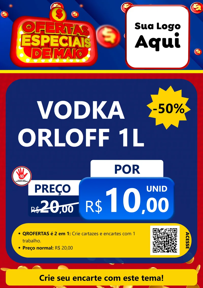 Modelo de Cartaz para Cartaz A4 Vertical com o tema Ofertas Especiais de Maio para Distribuidora de bebidas