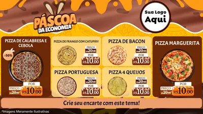 Modelo de TV para TV Horizontal com o tema Páscoa da Economia para Pizzaria