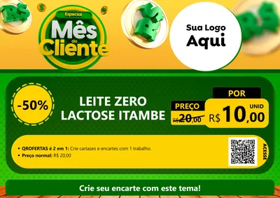 Modelo de Cartaz para Cartaz A4 Horizontal com o tema Especial Mês do Cliente para Frios e Laticínios