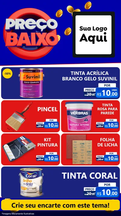 Modelo de TV para TV Vertical com o tema Preço Baixo para Tintas e Ferramentas