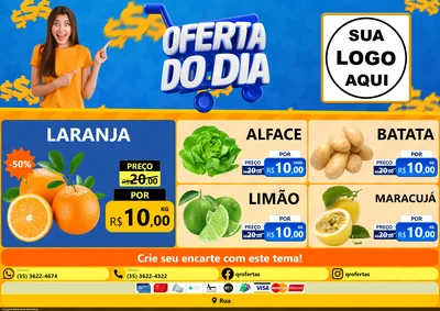 Modelo de Encarte para Encarte A4 Horizontal com o tema Oferta do Dia para Hortifrúti