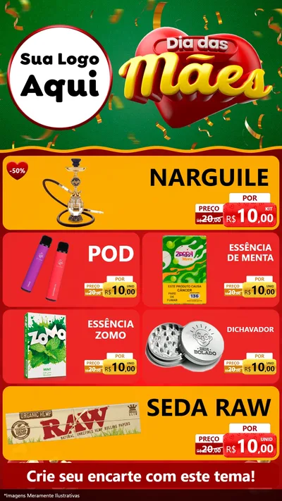 Modelo de TV para TV Vertical com o tema Dia das Mães para Tabacaria
