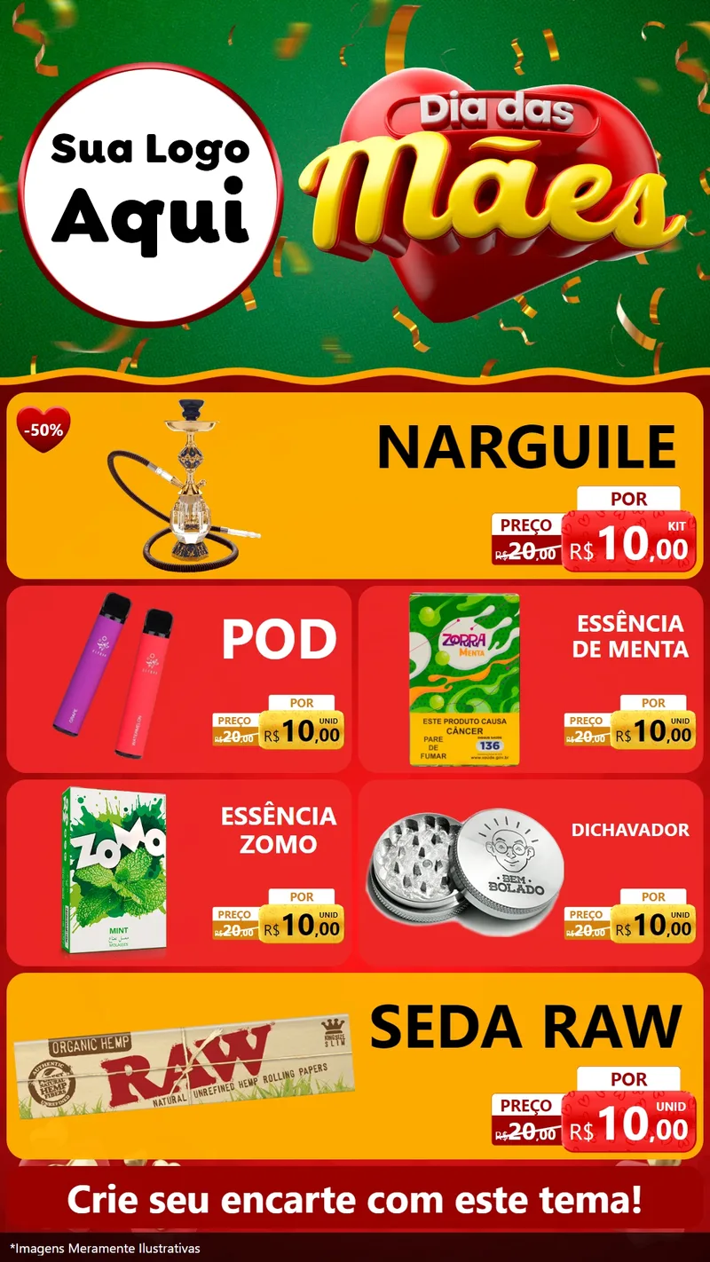 Modelo de TV para TV Vertical com o tema Dia das Mães para Tabacaria
