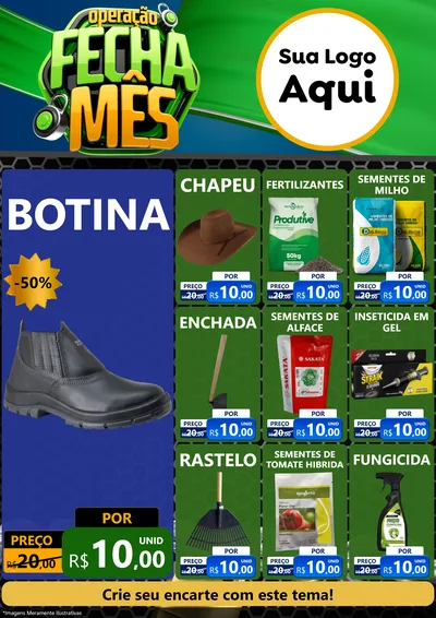 Modelo de Encarte para Encarte A4 Vertical com o tema Operação Fecha Mês para Agropecuária