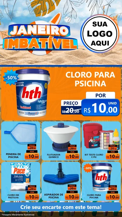 Modelo de Rede Social para Stories com o tema Janeiro Imbatível para Produtos para Piscina