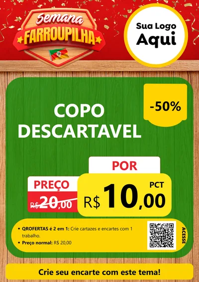 Modelo de Cartaz para Cartaz A4 Vertical com o tema Semana Farroupilha para Embalagens